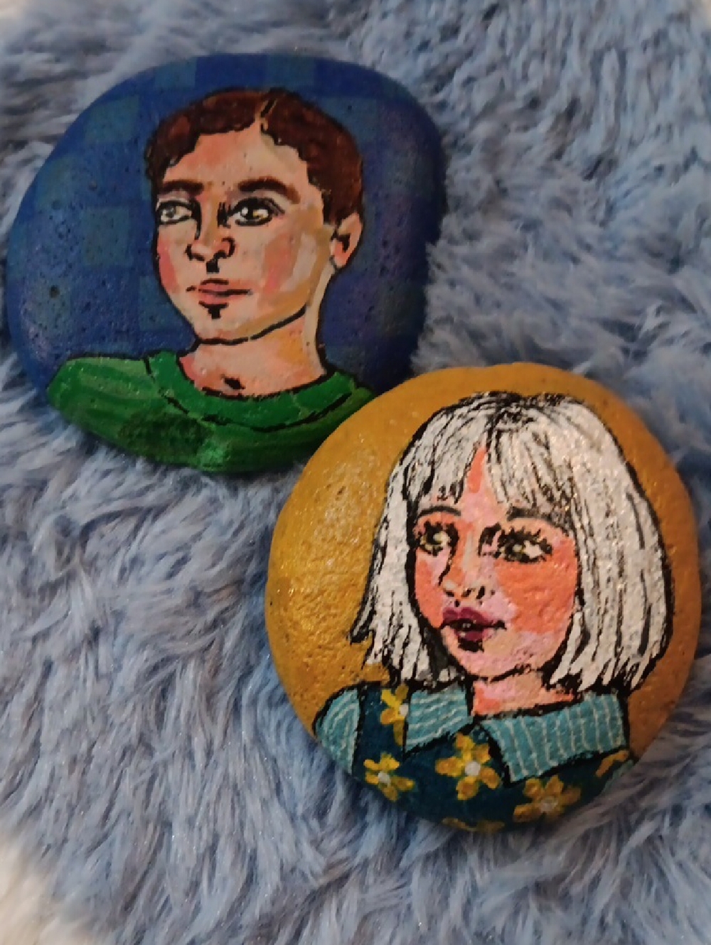 🚫Hand-Painted Portrait River Rocks-Colorful Face🚫Excluded From Sale - Picture 7 of 10